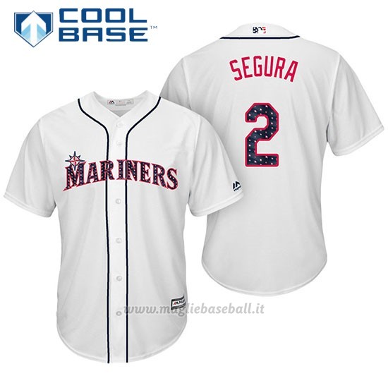Maglia Baseball Uomo Seattle Mariners 2017 Estrellas y Rayas Jean Segura Bianco Cool Base